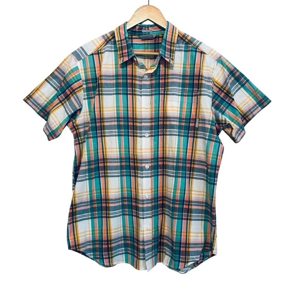 COLUMBIA Men's Large Collared Button Down Regular Fit Plaid Short Sleeve Shirt - Picture 1 of 4